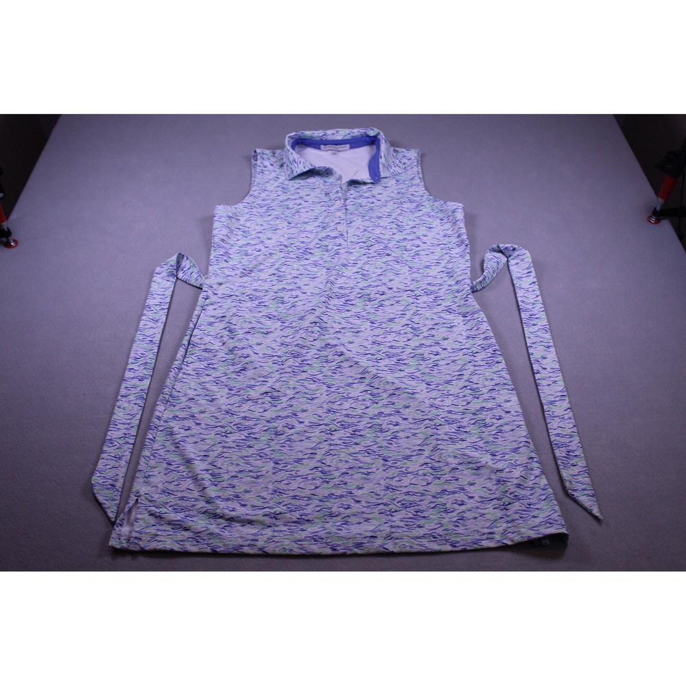 Fairway & Greene Womens Purple Green Abstract Wave Sleeveless Golf Dress Size M